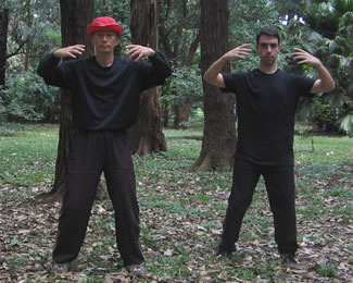 Joe Rosario-Sensei e o seu mestre Fukushima-Sensei em Ritsu Zen, no Ibirapuera